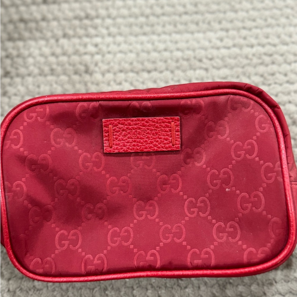 Gucci Red Monogram Pouch